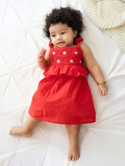 Keebee Organics - Red Floral Empire Fit Dress