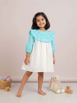 Keebee Organics - Turquoise Embroidered Comfortable Fit Dress