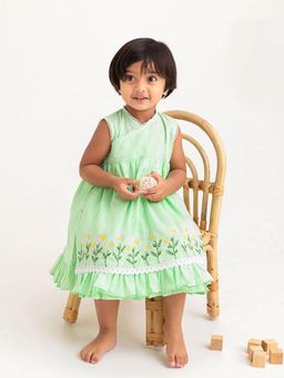 Keebee Organics - Green Embroidered Gathered Fit Dress