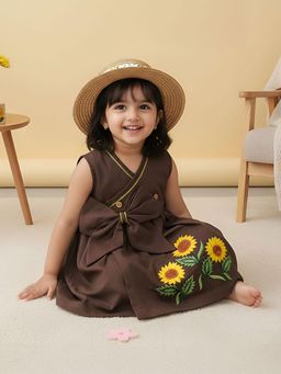 Keebee Organics - Brown Embroidered Empire Fit Dress