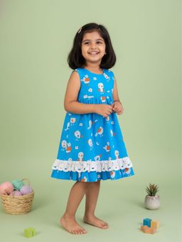 Keebee Organics - Blue Printed Flared Fit Dress