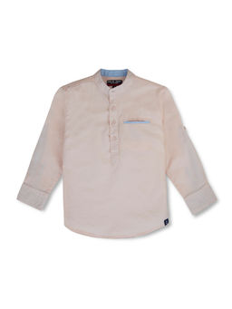 Gini & Jony - Boys Beige Solid Full Sleeves Shirt