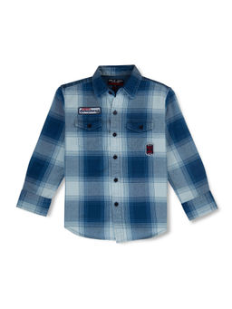 Gini & Jony - Boys Blue Checks Full Sleeves Shirt