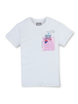 Gini & Jony - Boys White Graphic Print Half Sleeves T-Shirt