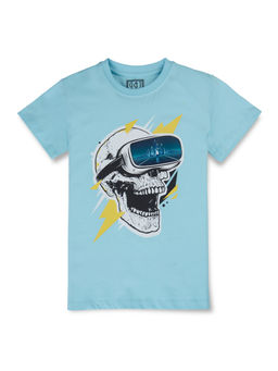Gini & Jony - Boys Blue Graphic Print Half Sleeves T-Shirt