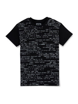 Gini & Jony - Boys Black Typography Print Half Sleeves T-Shirt