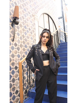 Attic Salt - Stone-Studded Black Blazer