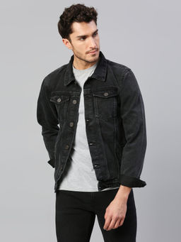 Dennis Lingo - Men Black Washed Denim Jacket