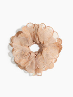 H&M - Women Beige Embroidered Scrunchie