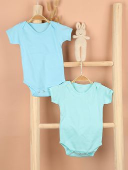 Moms Home - Organic Cotton Baby Onesie Green & Sky Blue (Pack of 2)