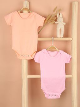 Moms Home - Organic Cotton Baby Onesie Pink & Peach (Pack of 2)