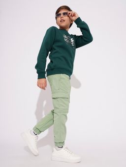Jack & Jones Junior - Boys Solid Regular Fit Cargo Pant Green