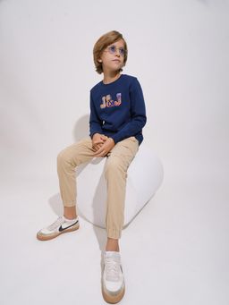 Jack & Jones Junior - Boys Solid Regular Fit Cargo Pant Beige