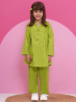 AJ Dezines - Green Pure Cotton Co-Ords for Girls (Set of 2)