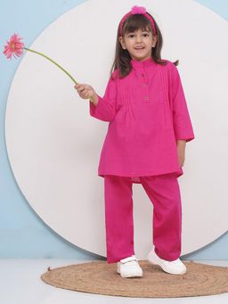 AJ Dezines - Pink Pure Cotton Co-Ords for Girls (Set of 2)