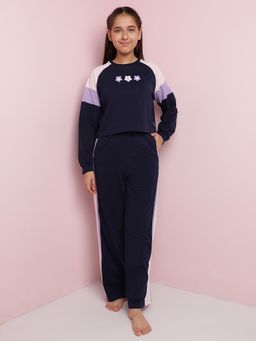 Lil Tomatoes - Girls Graphic Cotton Night Suits-Navy (Set of 2)