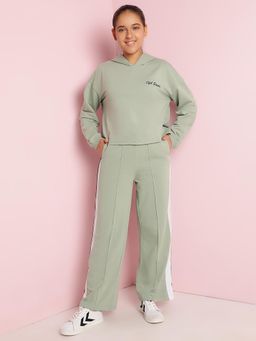 Lil Tomatoes - Girls Solid Looper Track Suits-Oil Green (Set of 2)