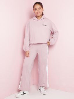 Lil Tomatoes - Girls Solid Looper Track Suits-Violet (Set of 2)