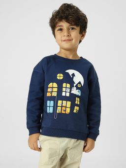 Nautinati - Boys Navy Printed Winter Sweatshirt