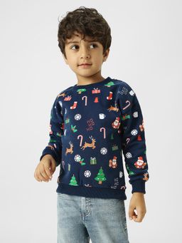 Nautinati - Boys Holiday-Themed Navy Pullover Sweatshirt