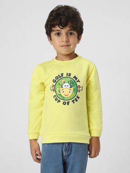Nautinati - Boys Graphic Printed Yellow Pullover Sweatshirt