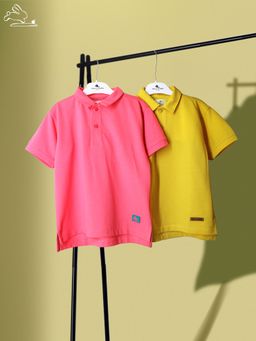 CHERRY CRUMBLE BY NITT HYMAN - Boys Fuchsia and Mustard Solid T-Shirt (Set of 2)