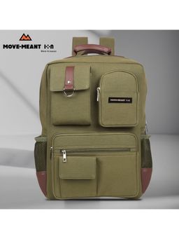 MOVE-MEANT - Small 20 L Aurora Olive Canvas Laptop Backpack For Men And Women (Green)