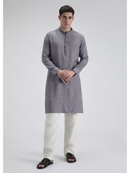 Banana Club - Grey Self Thread Embroidered Kurta