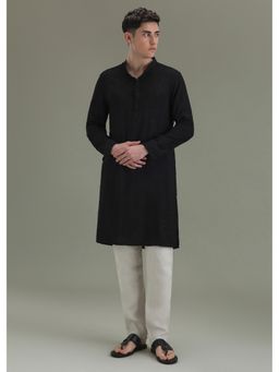 Banana Club - Raven Black Self Thread Embroidered Kurta