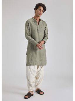 Banana Club - Fern Green Self Thread Embroidered Kurta