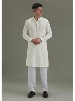 Banana Club - Cream Self Thread Embroidered Kurta
