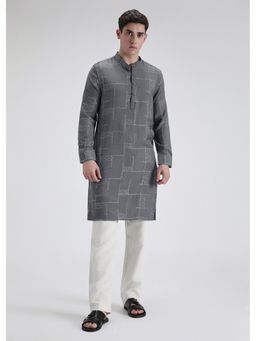 Banana Club - Grey Self Thread Embroidered Kurta