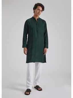 Banana Club - Dark Green Self Thread Embroidered Kurta