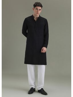 Banana Club - Night Black Self Thread Embroidered Kurta