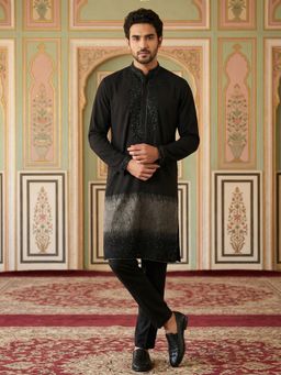Jompers - Black Cotton Blend Embellished Kurta with Pyjama