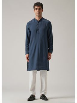 Banana Club - Blue Nylon Self Stripe Kurta