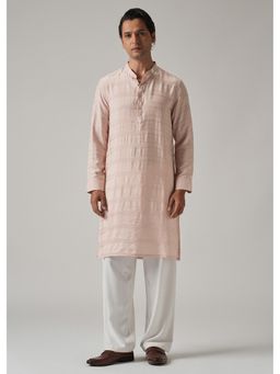 Banana Club - Light Pink Nylon Subtle Stripe Kurta