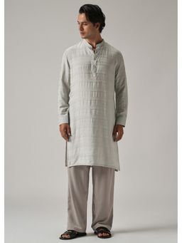 Banana Club - Light Grey Nylon Subtle Stripe Kurta