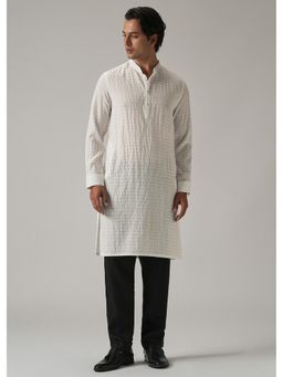 Banana Club - White Nylon Pin Stripe Kurta