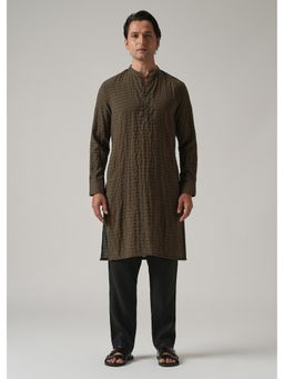 Banana Club - Dark Olive Nylon Pin Stripe Kurta
