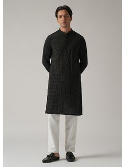 Banana Club - Black Nylon Pin Stripe Kurta