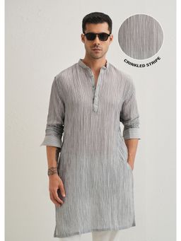 Banana Club - Grey Crinkled Stripe Kurta
