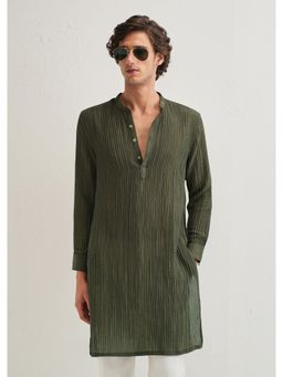 Banana Club - Green Crinkled Stripe Kurta