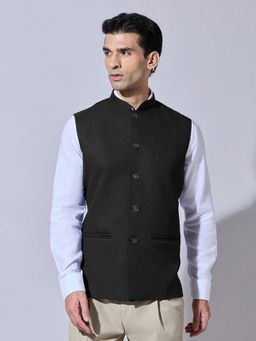 SHOWOFF - Solid Black Nehru Jacket