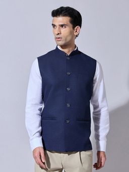 SHOWOFF - Solid Blue Nehru Jacket