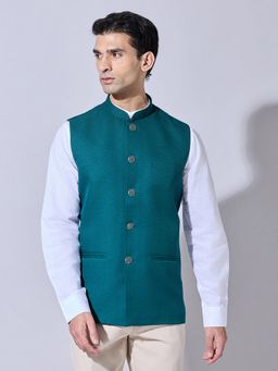 SHOWOFFFF - Solid Green Nehru Jacket
