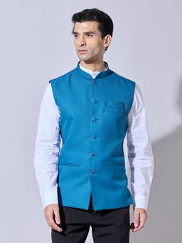 SHOWOFF - Solid Teal Nehru Jacket