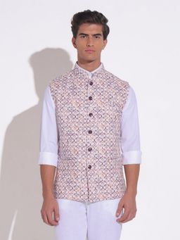 SHOWOFF - Geometric Printed Purple Nehru Jacket