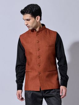 SHOWOFF - Solid Brown Nehru Jacket