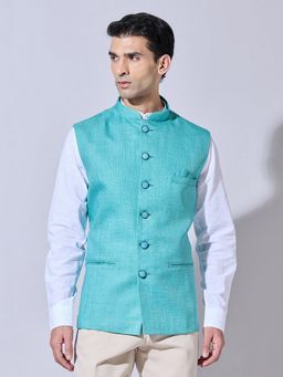 SHOWOFFFF - Solid Green Nehru Jacket